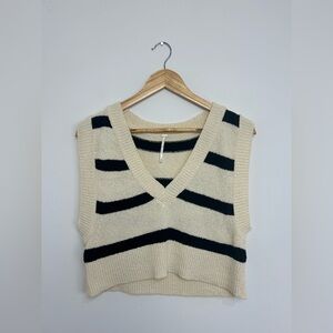 Free People Cream and Black Knit Vest